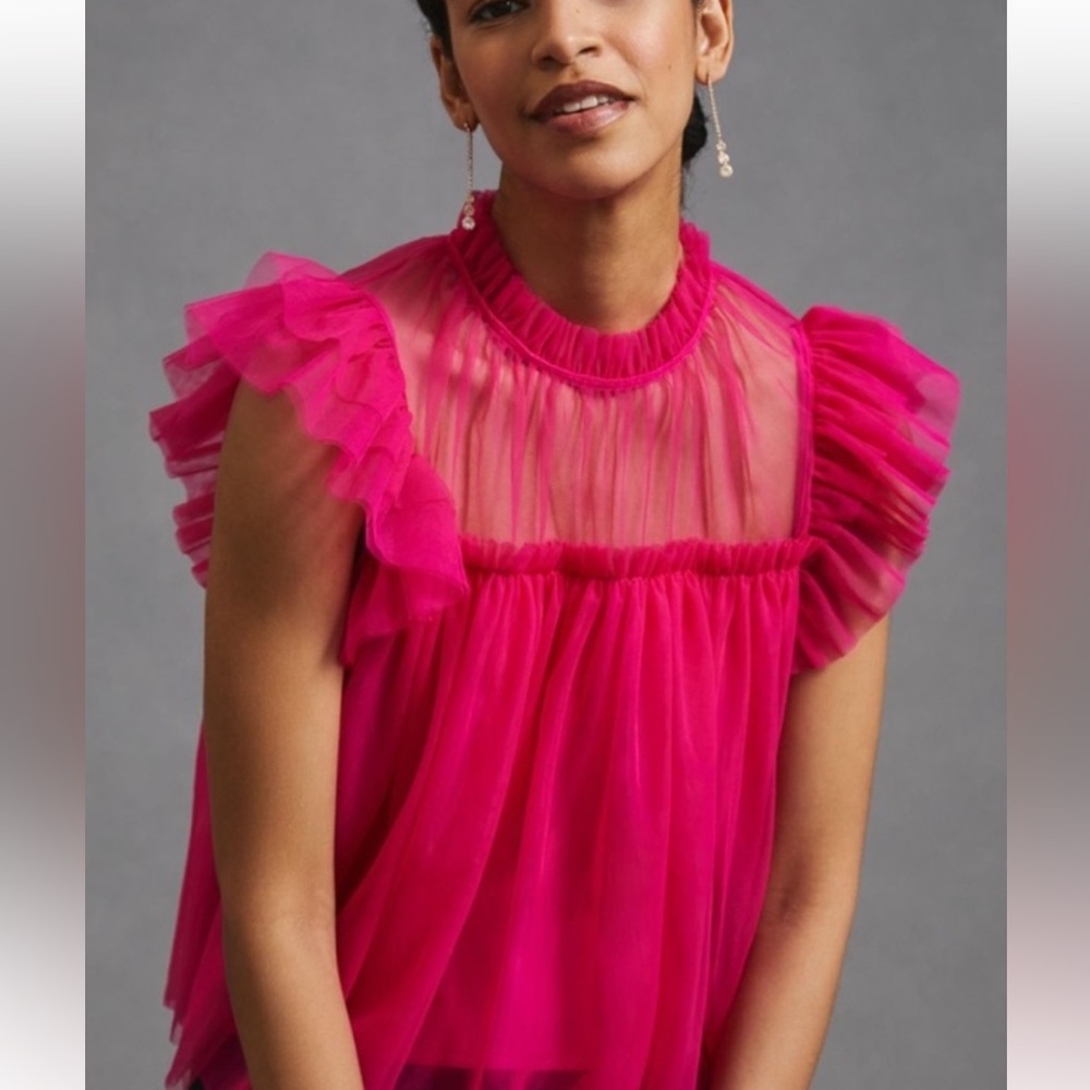 Sundays in Brooklyn Hot Pink Ruffle Blouse
